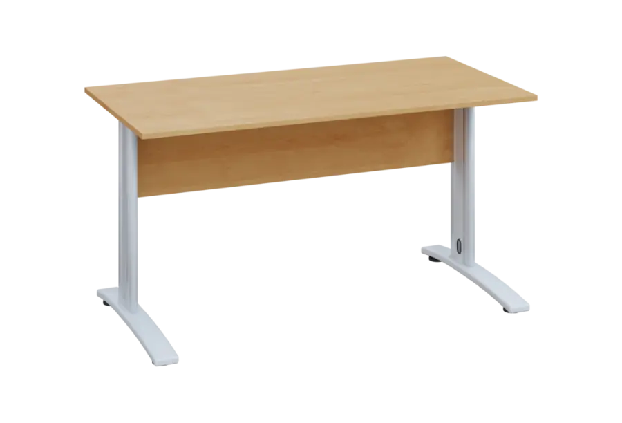 EPK 27 - 14 stůl kancelářský, kovová podnož bílá, deska 25 mm, široký 1400 mm, javor horský